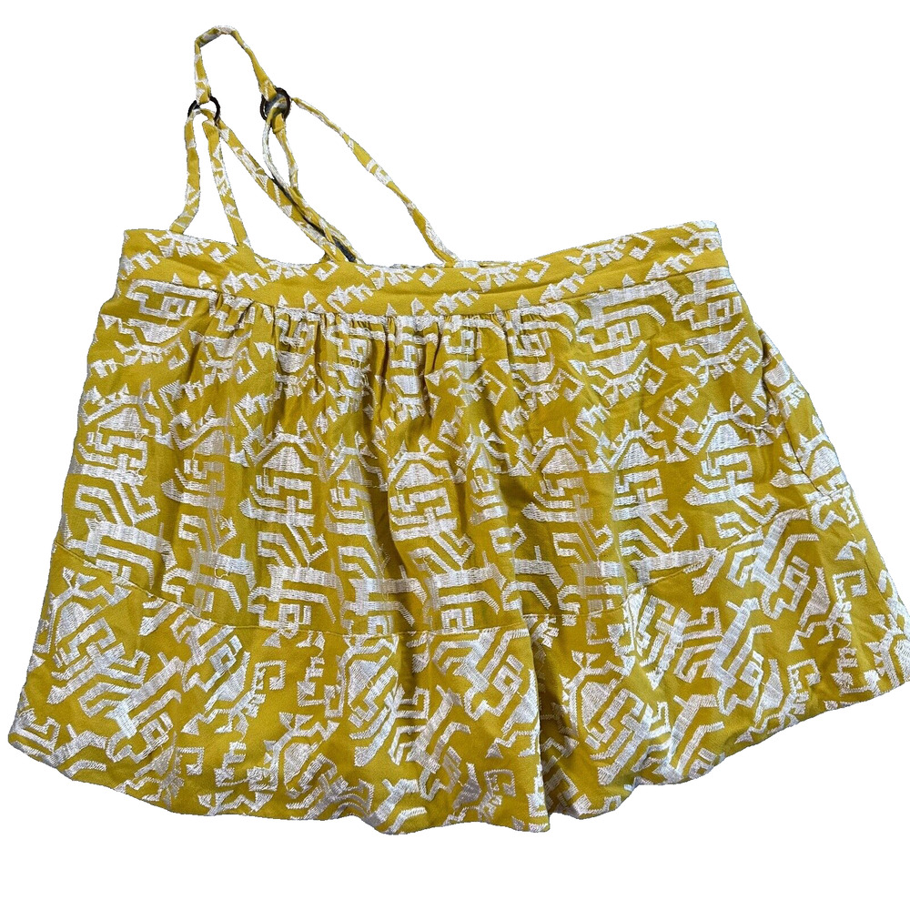 Anthropologie Floreat Anesu One-Shoulder Top Womens Small Strappy Cropped Yellow